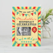 Aangepaste foto Circus Birthday Party - uitnodigin Kaart (Staand voorkant)