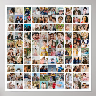 Aangepaste foto collage 100 foto's vierkant raster poster