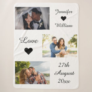 Aangepaste foto Collage bruiloft Datum liefde Whit Sherpa Deken