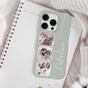 Aangepaste foto-collage gepersonaliseerd saliegroe iPhone 16 pro hoesje