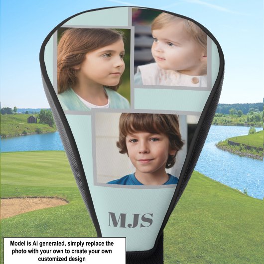 Aangepaste foto collage monogram gepersonaliseerd  golfheadcover
