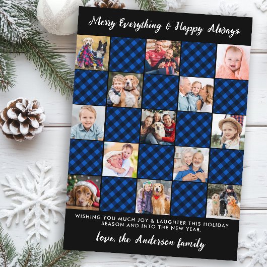 Aangepaste Foto Collage Patchwork Christmas Plaid Feestdagenkaart