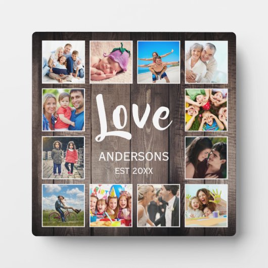 Aangepaste foto Collage Rustic Farmhouse Love Fami Fotoplaat (Voorkant)