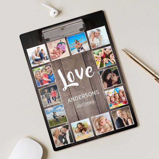 Aangepaste foto Collage Rustic Farmhouse Love Fami Klembord