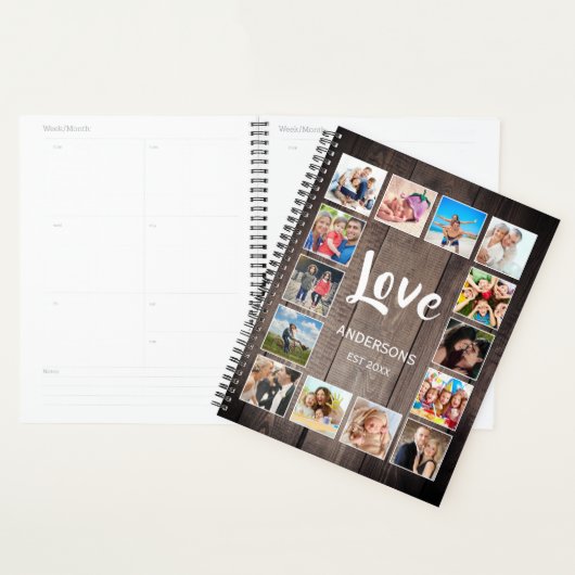 Aangepaste foto Collage Rustic Farmhouse Love Fami Planner (Display)