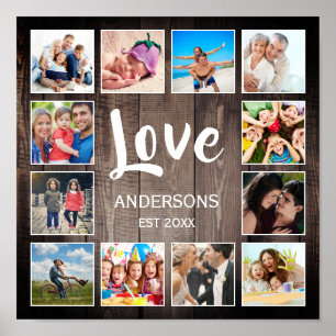 Aangepaste foto Collage Rustic Farmhouse Love Fami Poster