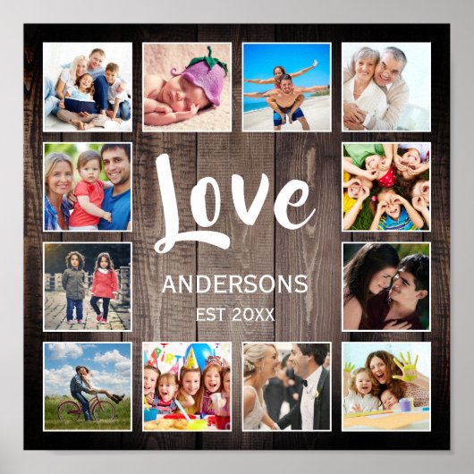 Aangepaste foto Collage Rustic Farmhouse Love Fami Poster (Voorkant)