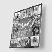 Aangepaste foto Collage Rustic Farmhouse Love Fami Vierkante Klok (Hoek)
