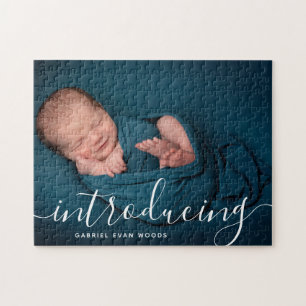 Aangepaste foto collage script overlay baby geboor legpuzzel