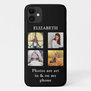 Aangepaste foto collage Sjabloon met tekst zwart iPhone 11 Hoesje