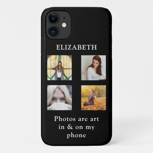 Aangepaste foto collage Sjabloon met tekst zwart Case-Mate iPhone Case (Achterkant)