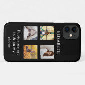 Aangepaste foto collage Sjabloon met tekst zwart Case-Mate iPhone Case (Achterkant (horizontaal))