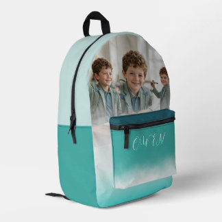 Aangepaste foto collage Teal Ombre Gepersonaliseer Bedrukte Rugzak