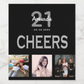 Aangepaste foto-collage zwarte kasten op feestdag wijn etiket (Enkel label)