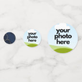 Aangepaste Foto Confetti w Navy Blue Gold Accents (Achterkanten)