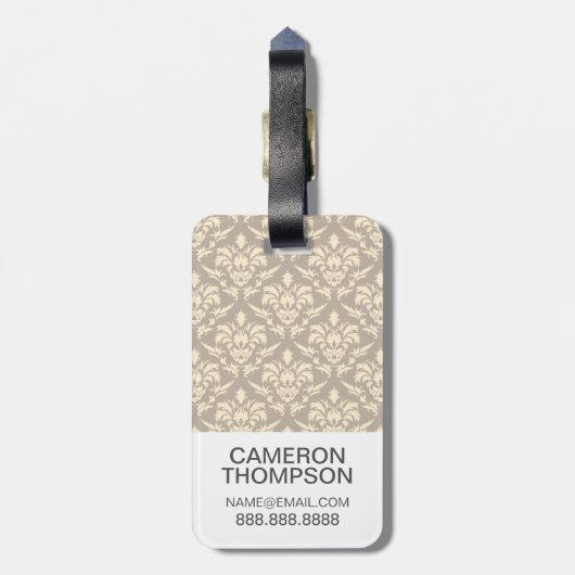 Aangepaste foto Damask 2 Bagagelabel (Achterkant verticaal)