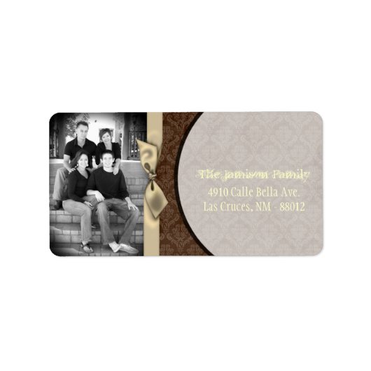 Aangepaste foto Damask Mailing Label (Voorkant)