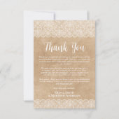 Aangepaste foto dank je wel rustieke witte kant bedankkaart (Voorkant)