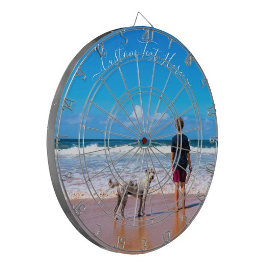 Aangepaste Foto Dart Board met Tekst Gepersonalise Dartbord (Voorkant Links)