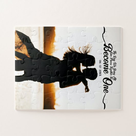 Aangepaste foto & datum Eenheid trouwdag Legpuzzel (Horizontaal)