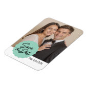 Aangepaste foto De datum opslaan Modern Script Emb Magneet (Linkerzijde)