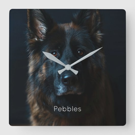 Aangepaste foto Duitse herder Vierkante Klok (Voorkant)