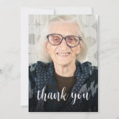 Aangepaste foto Dusty Blue 90th Verjaardagsfeestje Bedankkaart (Voorkant)