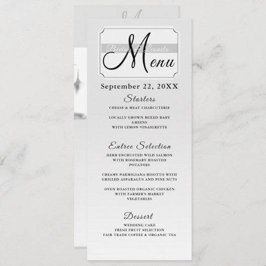 Aangepaste foto Eenvoudig elegant script moderne b Menu (Voorkant / Achterkant)