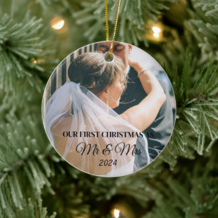 Aangepaste foto Eerste kerst als getrouwd Keramisch Ornament