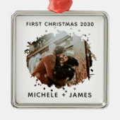 Aangepaste foto Eerste Kerstmis Metalen Ornament (Voorkant)