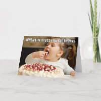 Aangepaste foto Eet Cake Meme Funny Birthday Kaart