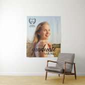 Aangepaste foto Elegant Script Afstudeerder Party Wandkleed (In situ)