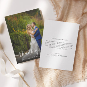 Aangepaste foto Elegant Script Bruiloft Dank u Kaa Bedankkaart