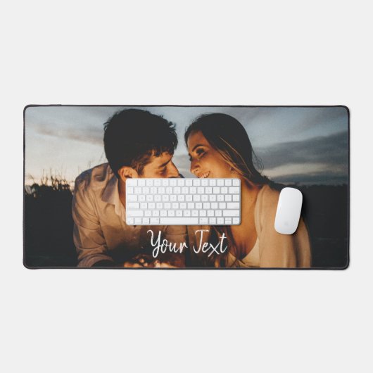 Aangepaste foto- en aangepaste tekst Sjabloon Bureaumat (Keyboard & Muis)