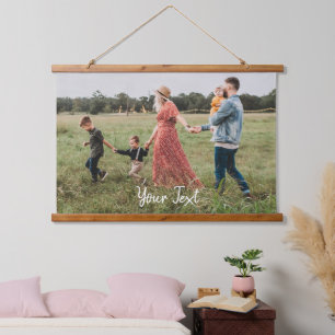Aangepaste foto- en aangepaste tekst Sjabloon Hangend Wandkleed