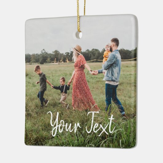 Aangepaste foto- en aangepaste tekst Sjabloon Keramisch Ornament (Links)