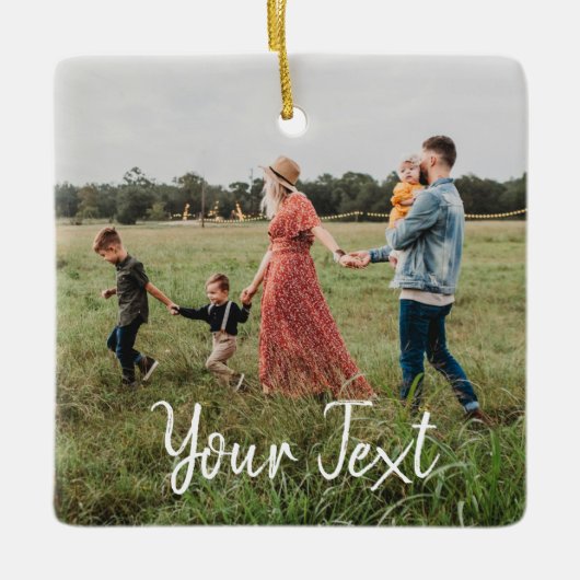 Aangepaste foto- en aangepaste tekst Sjabloon Keramisch Ornament (Voorkant)
