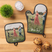 Aangepaste foto- en aangepaste tekst Sjabloon Ovenwant & Pannenlap Set (Top down)