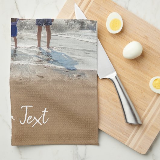 Aangepaste foto- en aangepaste tekst Sjabloon Theedoek (Quarter Fold)