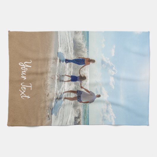 Aangepaste foto- en aangepaste tekst Sjabloon Theedoek (Horizontaal)