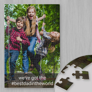 Aangepaste foto en hashtag - Beste papa van de wer Legpuzzel