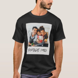 Aangepaste  foto en jaar zwart t-shirt