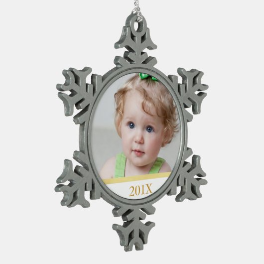 Aangepaste foto en jaarversiering tin sneeuwvlok ornament (Links)