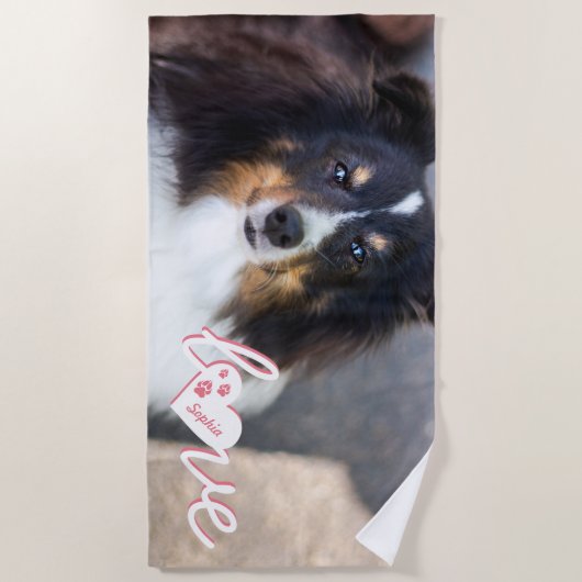 Aangepaste foto- en liefdestekst met petten en nam strandlaken (Voorkant)