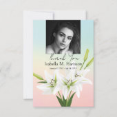Aangepaste foto en Lilies begrafenis Bedankkaart (Voorkant)