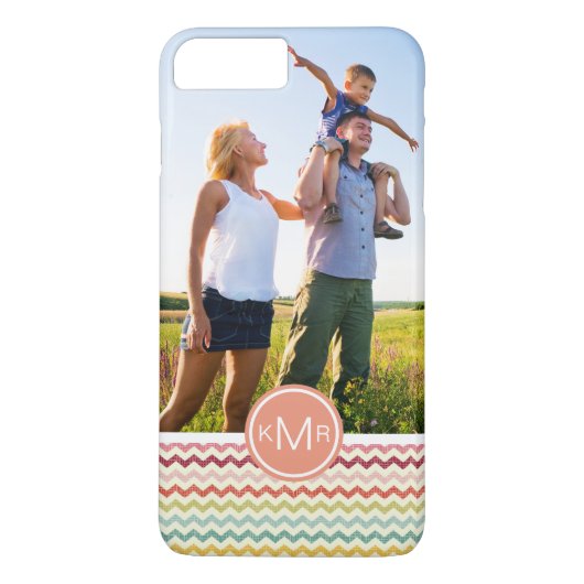Aangepaste foto- en monogram Chevron Patroon 4 Case-Mate iPhone Case (Achterkant)