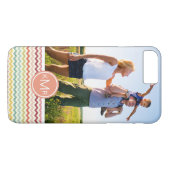 Aangepaste foto- en monogram Chevron Patroon 4 Case-Mate iPhone Case (Achterkant (Horizontaal))