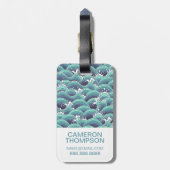 Aangepaste foto- en monogram decoratieve Zee golf Bagagelabel (Achterkant verticaal)