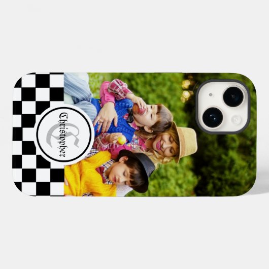 Aangepaste foto en monogram gecontroleerd Case-Mate iPhone case (Achterkant (horizontaal))