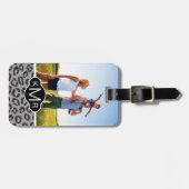 Aangepaste foto- en monogram kant met luipspatroon bagagelabel (Voorkant horizontaal)